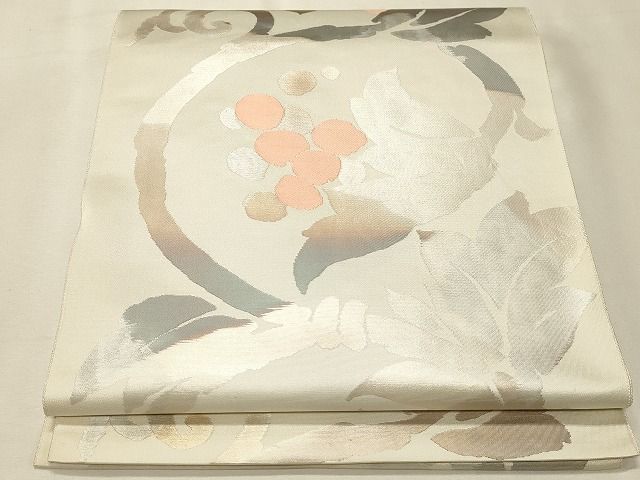 平和屋着物◎六通柄袋帯 葡萄蔦の葉文 銀糸 逸品 CAAH7442dy