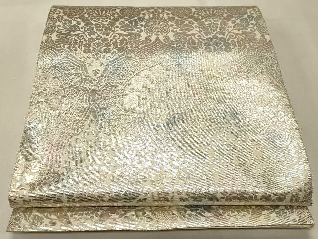 平和屋着物◎六通柄袋帯 吉祥花文 銀糸 逸品 CAAH7449dy