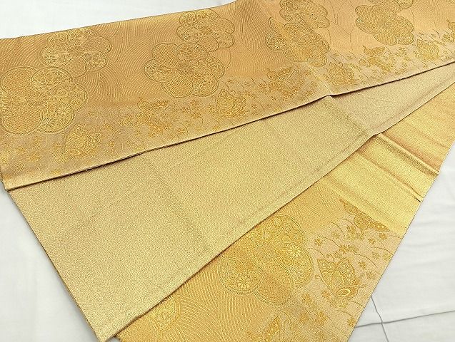 平和屋着物●佐賀錦 六通柄袋帯 流水花蝶文 金糸 逸品 BAAK2673ea