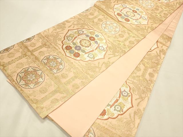 平和屋着物◎六通柄袋帯 向かい鳥花唐草文 金糸 逸品 CAAI9628qe