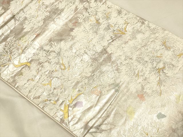 平和屋着物◎六通柄袋帯 枝葉文 金銀糸 逸品 CAAI9617qe