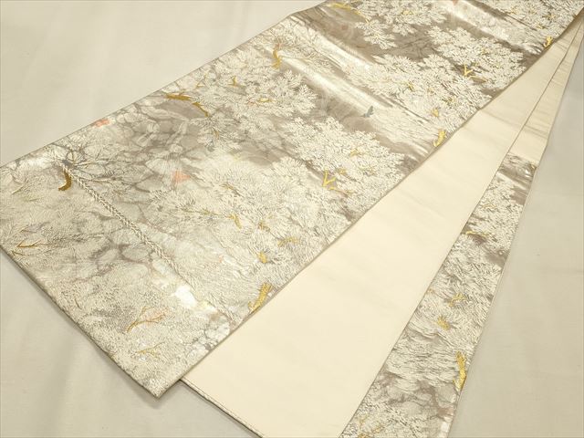 平和屋着物◎六通柄袋帯 枝葉文 金銀糸 逸品 CAAI9617qe