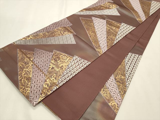 平和屋着物◎六通柄袋帯 花蝶文 金糸 逸品 CAAI9633qe
