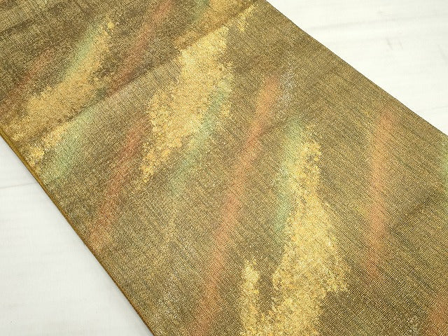 平和屋着物◎六通柄袋帯 霞文 金糸 逸品 CAAG6729ou