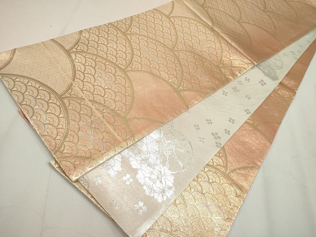 平和屋着物◎両面 全通柄袋帯 青海波 金銀糸 逸品 CAAG6702ou