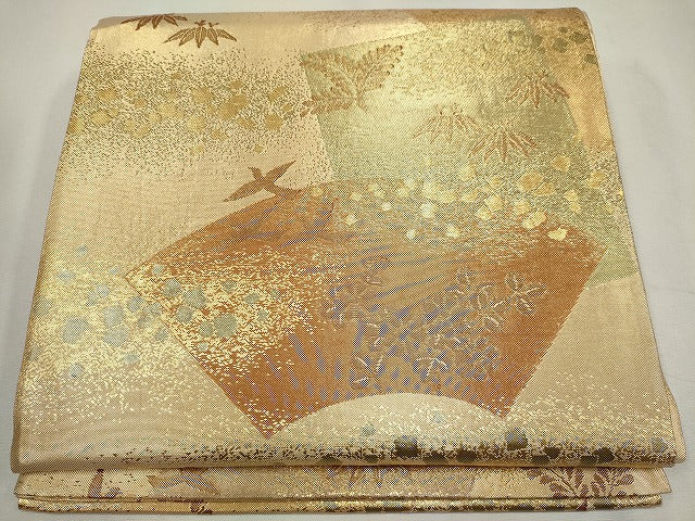 平和屋着物◎六通柄袋帯 地紙飛鳥葉文 金糸 逸品 CAAG6724ou