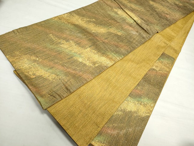 平和屋着物◎六通柄袋帯 霞文 金糸 逸品 CAAG6729ou