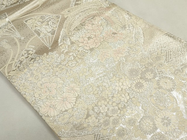 平和屋着物◎六通柄袋帯 鳳凰草花文 銀糸 逸品 CAAI6009ou