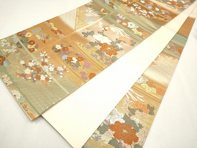 平和屋着物◎六通柄袋帯 鳳凰花蝶文 金糸 逸品 CAAI6039ou