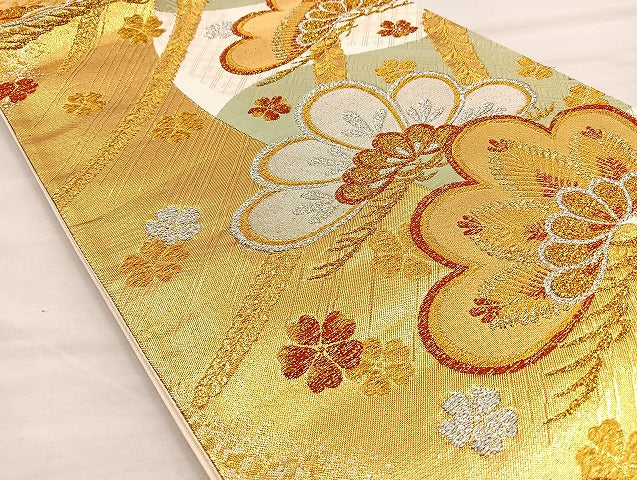 平和屋着物●六通柄袋帯 唐織 光琳松花文 金銀糸 逸品 BAAK6666ea