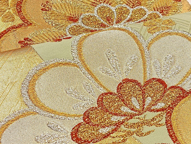 平和屋着物●六通柄袋帯 唐織 光琳松花文 金銀糸 逸品 BAAK6666ea