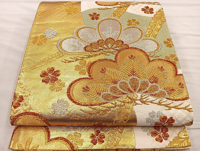 平和屋着物●六通柄袋帯 唐織 光琳松花文 金銀糸 逸品 BAAK6666ea