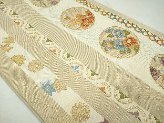 平和屋着物◎六通柄袋帯 草花丸文 金糸 逸品 CAAI3680ku