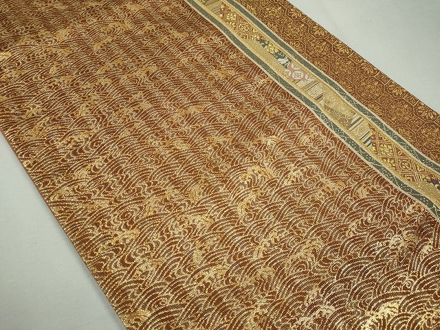 平和屋着物◎六通柄袋帯 流水吉祥花文 金糸 逸品 CAAI3687ku
