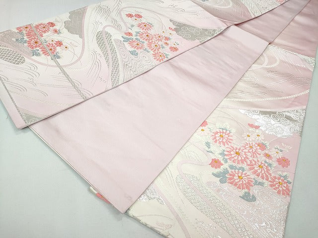平和屋着物◎六通柄袋帯 流水菊文 金銀糸 逸品 CAAI3701ku
