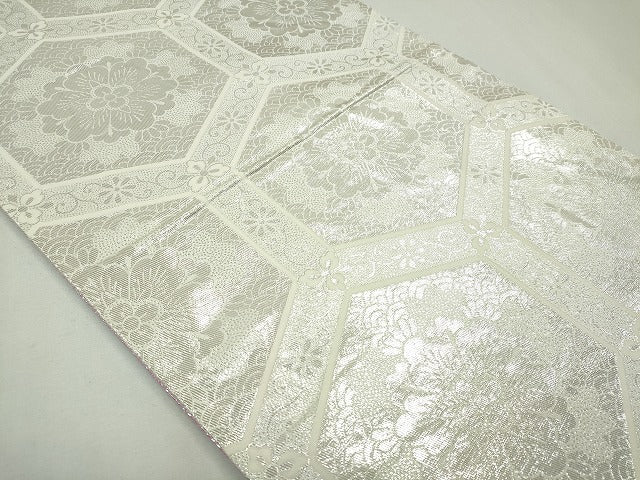 平和屋着物◎両面 全通柄袋帯 亀甲花文 金糸 逸品 CAAI3707ku