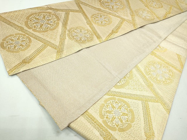 平和屋着物◎六通柄袋帯 吉祥花文 金銀糸 逸品 CAAI3720ku