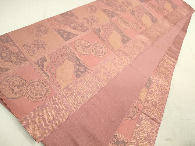 平和屋着物◎六通柄 本袋帯 天平錦 道長鳳凰花文 金糸 逸品 DAAJ2595mz