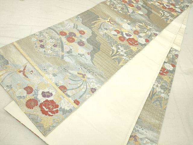 平和屋着物◎六通柄袋帯 九百新花鳥錦 金糸 逸品 DAAJ2677mz