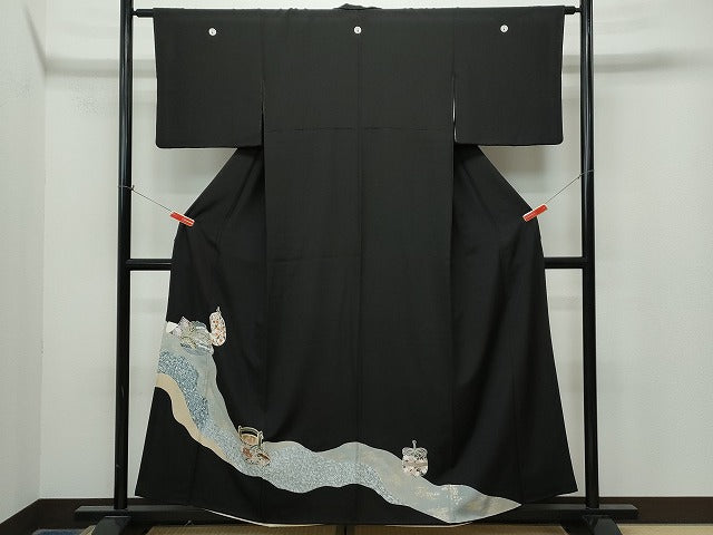平和屋着物■豪華黒留袖 陶器花文 金彩 逸品 CAAI5866th