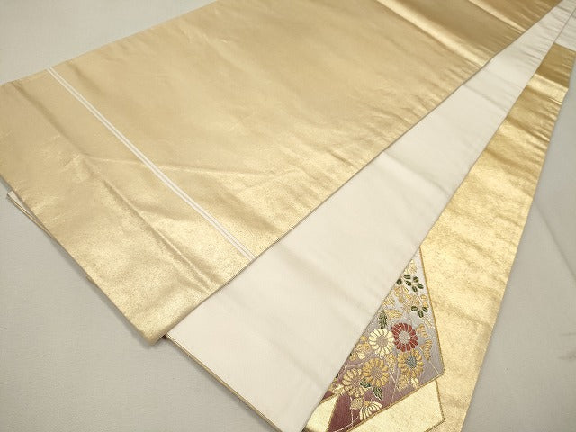 平和屋着物◎六通太鼓柄袋帯 草花文 金糸 逸品 CAAI1365ak