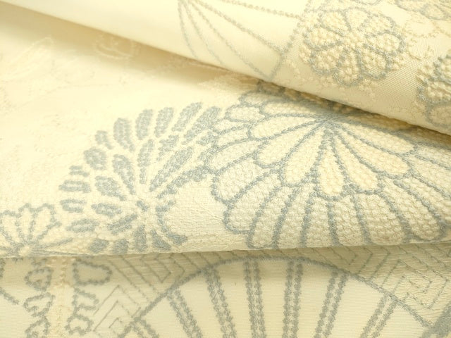 平和屋着物■太鼓柄袋帯 総刺繍 扇面花文 逸品 DAAI7828fe