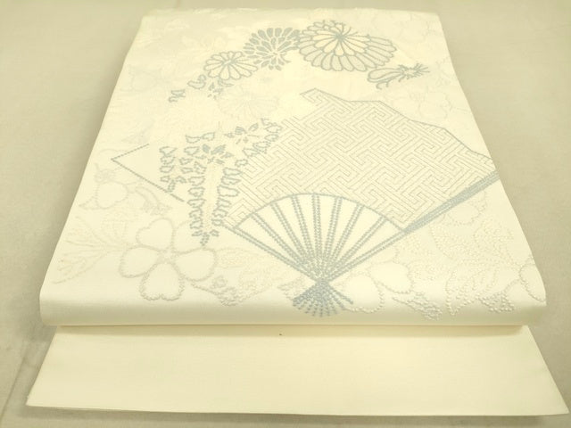 平和屋着物■太鼓柄袋帯 総刺繍 扇面花文 逸品 DAAI7828fe
