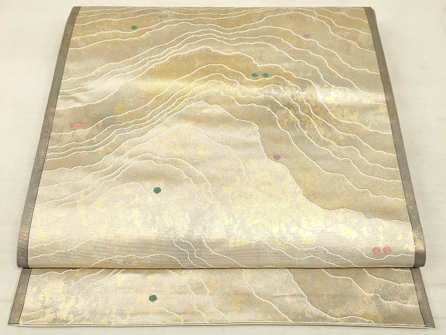 平和屋着物◎六通柄袋帯 綾錦 霞文 引箔 正絹 逸品 AAAM2988Asx