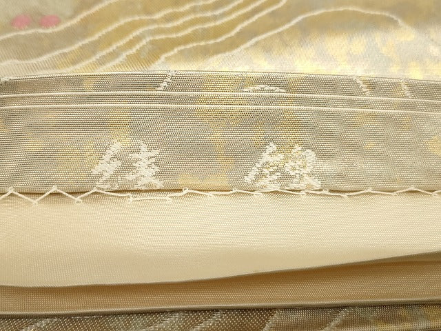 平和屋着物◎六通柄袋帯 綾錦 霞文 引箔 正絹 逸品 AAAM2988Asx