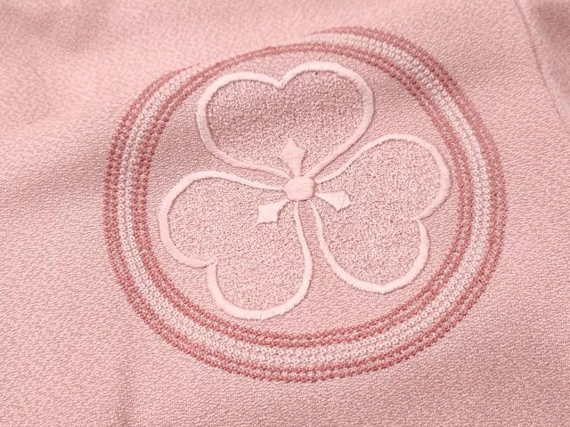 平和屋着物■付下げ 刺繍 家紋文 鴇色 逸品 CAAI8408yc