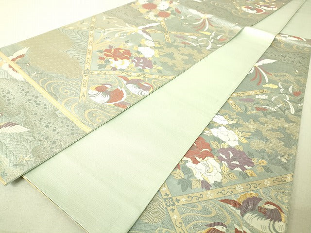 平和屋着物◎六通柄袋帯 九百新花鳥錦 金銀糸 逸品 DAAJ4068re