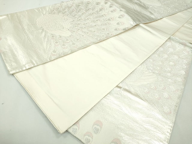 平和屋着物◎六通柄袋帯 孔雀文 銀糸 逸品 CAAI3771ku