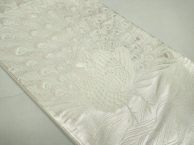 平和屋着物◎六通柄袋帯 孔雀文 銀糸 逸品 CAAI3771ku