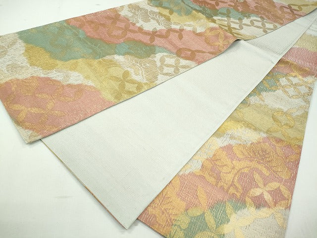 平和屋着物◎六通柄袋帯 草花文 金糸 逸品 CAAI3803ku