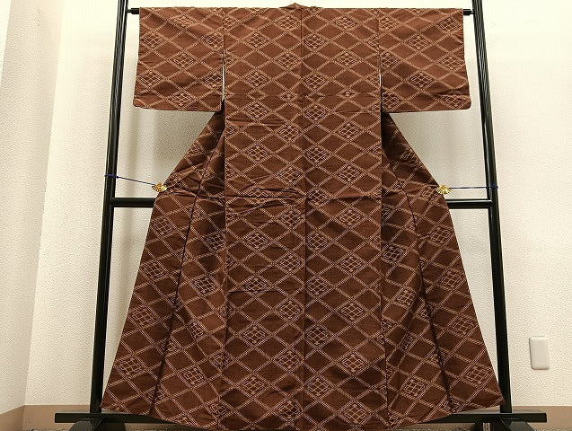 平和屋着物■上質な紬 菱天井文 逸品 BAAK8375hv