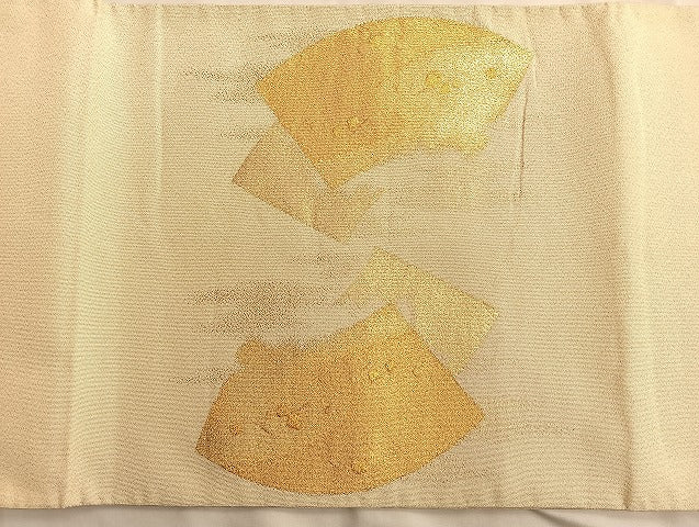 平和屋着物◎太鼓柄袋帯 名匠扇紋 金糸 正絹 逸品 BAAK0916du
