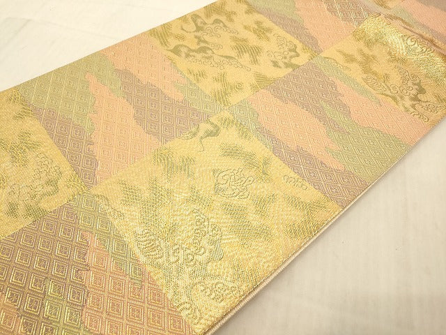 平和屋着物◎佐賀錦 六通柄袋帯 立波文 金糸 正絹 逸品 AAAL8726fy