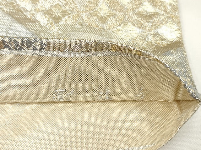 平和屋着物◎全通柄袋帯 束ね熨斗花文 金銀糸 正絹 逸品 AAAM4437ru