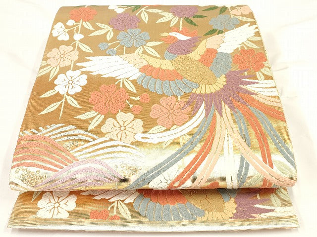 平和屋着物◎佐賀錦 六通袋帯 唐織 花鳥文 金糸 正絹 逸品 AAAM4444ru