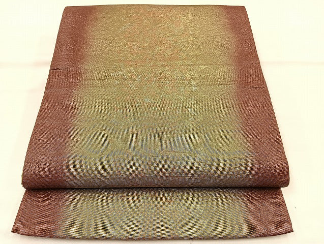 平和屋着物◎全通柄袋帯 ふくれ織 間道 引箔 正絹 逸品 BAAI6741di