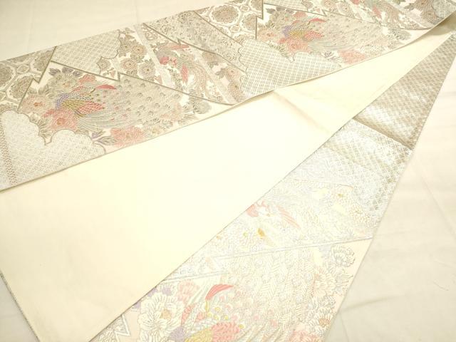 平和屋着物■六通柄袋帯 孔雀花文 金銀糸 正絹 逸品 DAAH7624sf