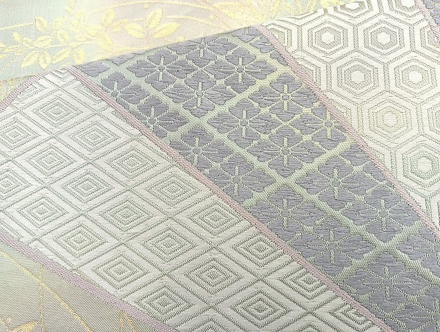 平和屋着物◎六通柄袋帯 唐織 檜扇吉祥秋草文 金糸 正絹 逸品 BAAK8796cm