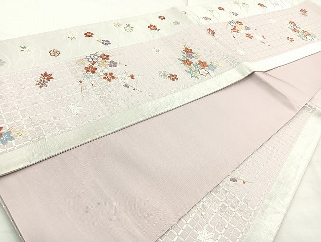 平和屋着物◎六通柄袋帯 唐織 春秋間道 金銀糸 正絹 逸品 BAAL0113cm
