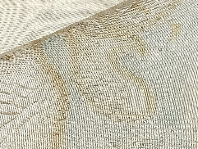 平和屋着物◎太鼓柄袋帯 ふくれ織り 唐箔おり 鳳凰花絵皿 引箔 正絹 逸品 BAAK5794if