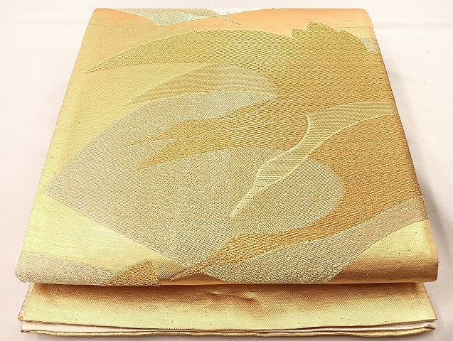 平和屋着物◎六通柄袋帯 地紙飛鶴文 金糸 正絹 逸品 BAAL0938if