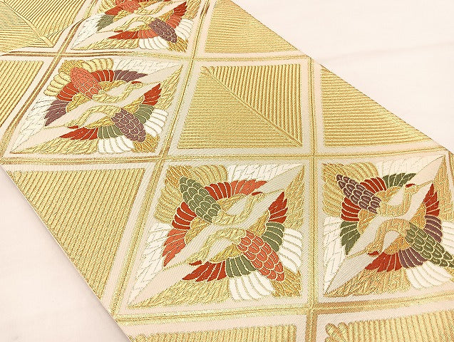 平和屋着物◎六通柄袋帯 唐織 金彩正倉院 金糸 正絹 逸品 BAAL4145if