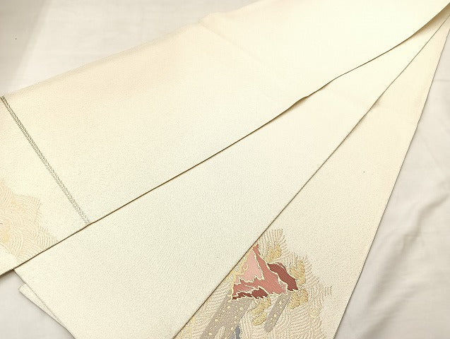 平和屋着物◎太鼓柄袋帯 ヱ霞浜松文 金銀糸 正絹 逸品 BAAL4178if