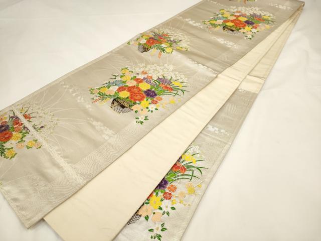 平和屋着物◎六通柄袋帯 唐織 花陶器文 金銀糸 正絹 逸品 AAAL5519pf