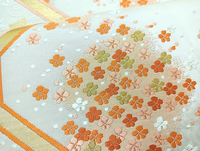平和屋着物◎六通柄袋帯 唐織 蜀江花文 金糸 正絹 逸品 BAAL1024cm