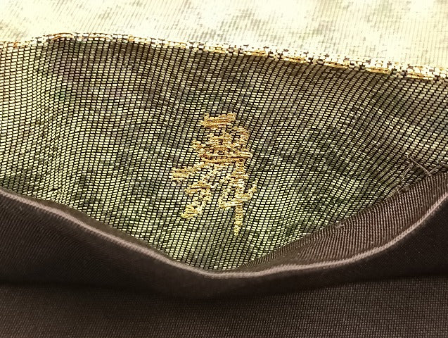 平和屋着物◎太鼓柄袋帯 唐織 花鳥文 手織 引箔 正絹 逸品 BAAL1065cm